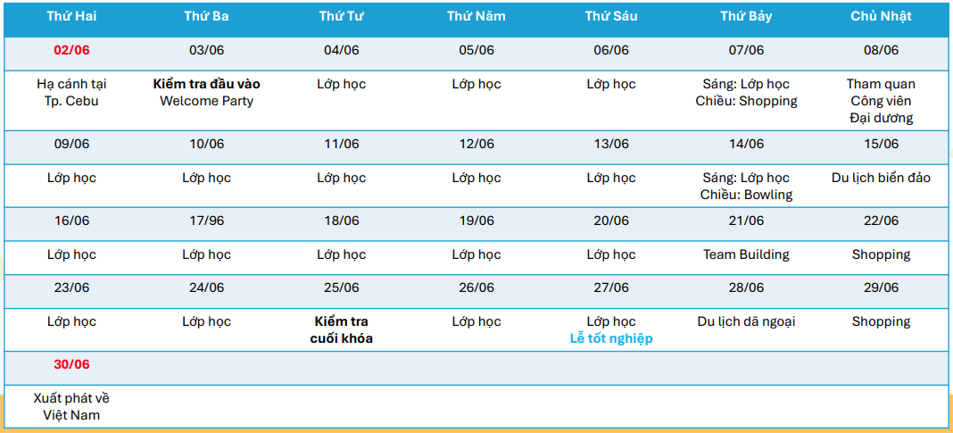 cella lịch trình học