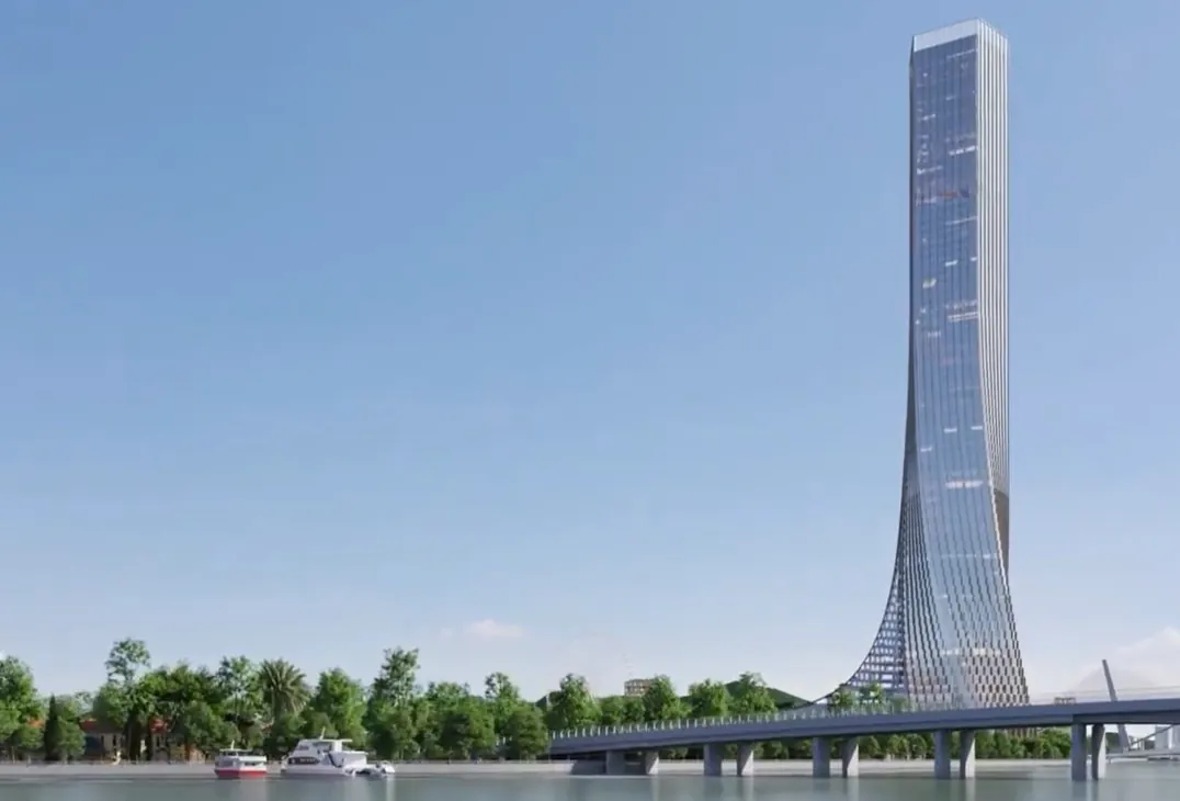 Tháp 69 tầng Đà Nẵng Downtown nhìn từ sông Hàn