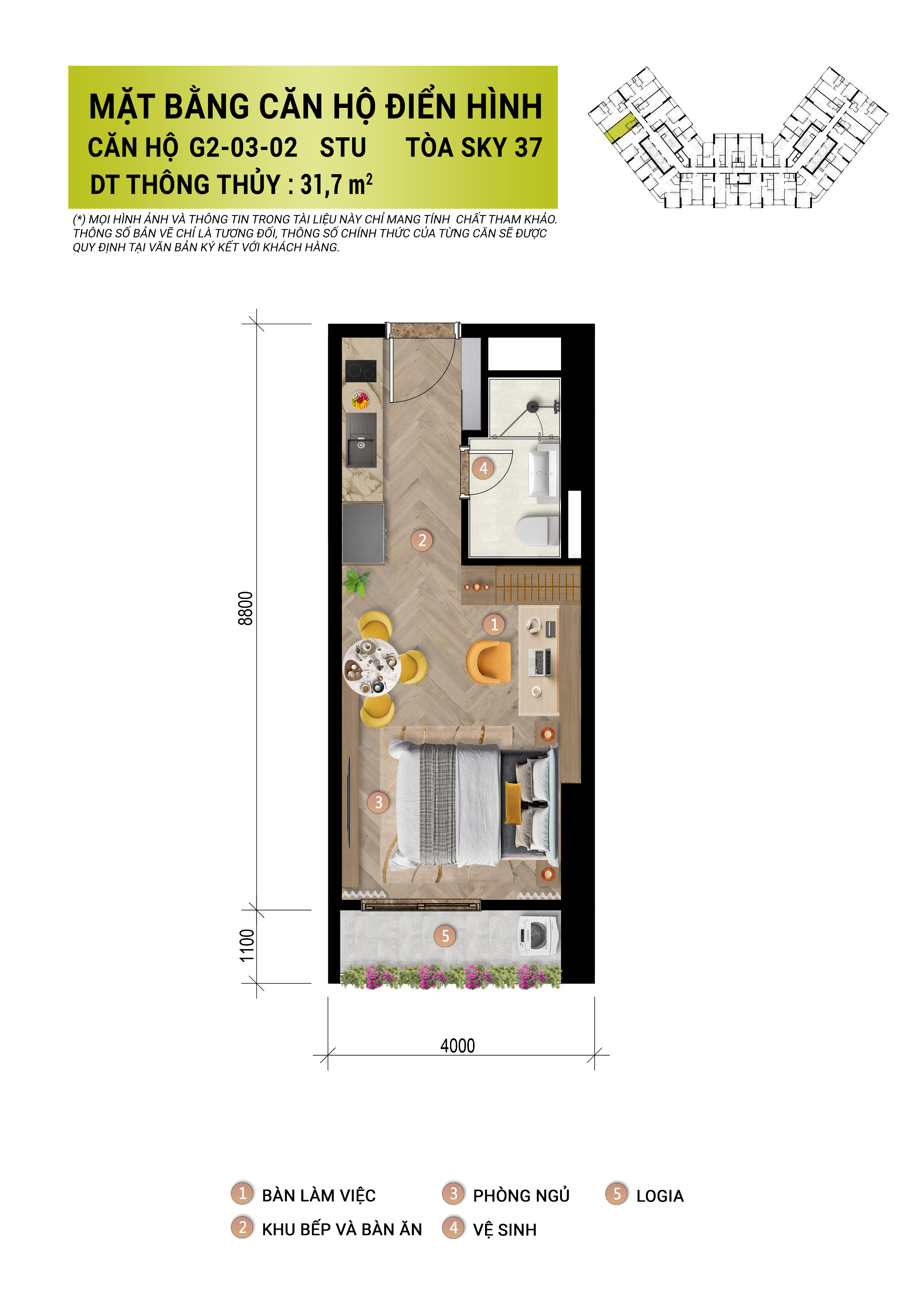 Layout căn hộ studio