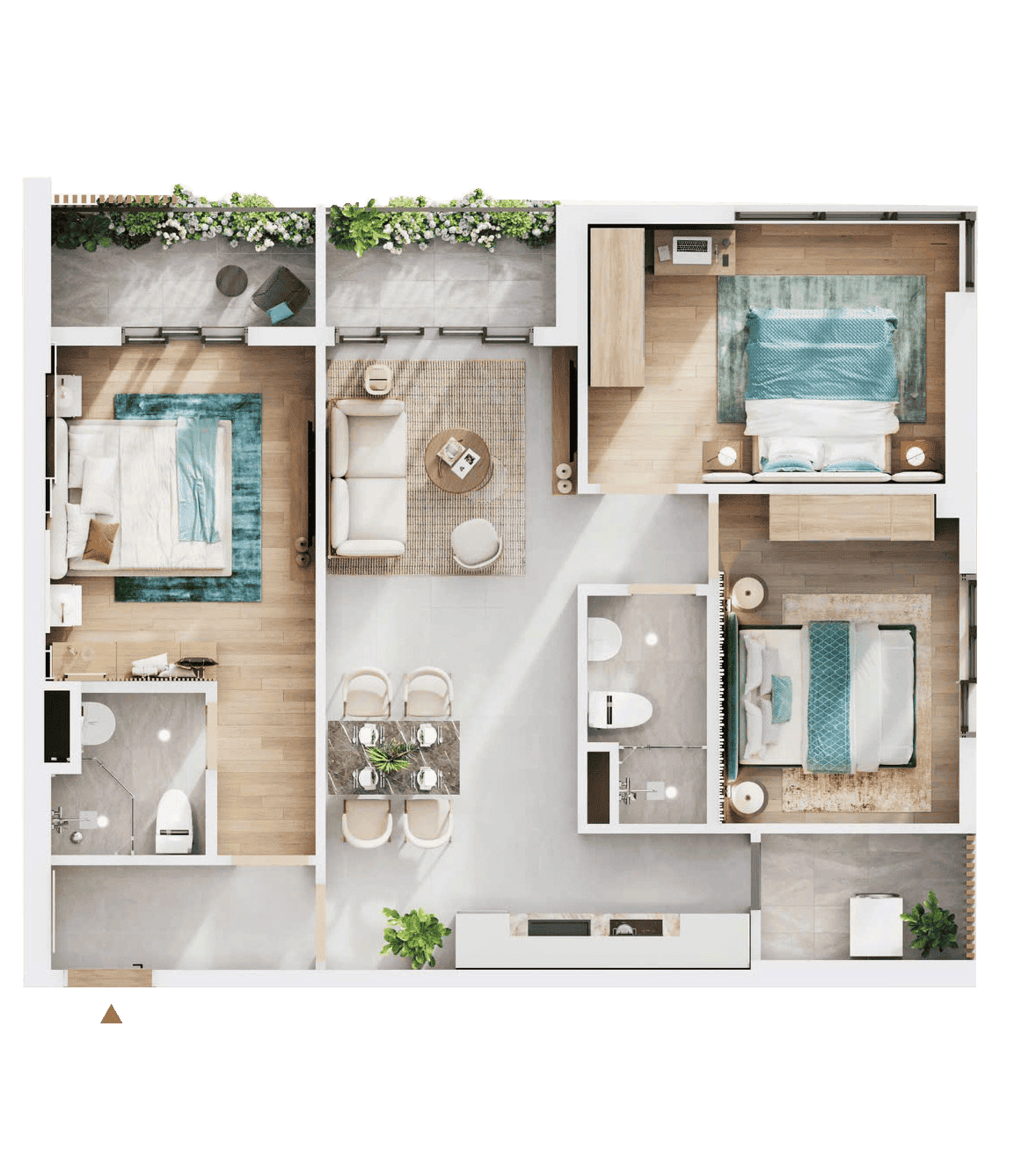 Mặt bằng căn hộ 3 phòng ngủ
